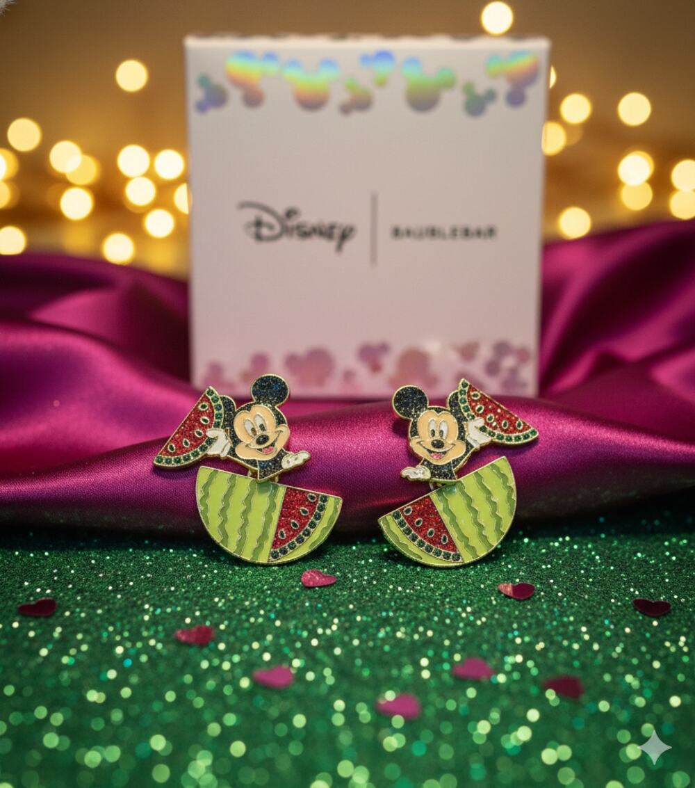 Disney Baublebar Mickey Mouse Watermelon Margarita Pave Dangle Earrings Summer